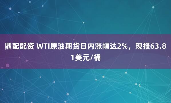 鼎配配资 WTI原油期货日内涨幅达2%，现报63.81美元/桶